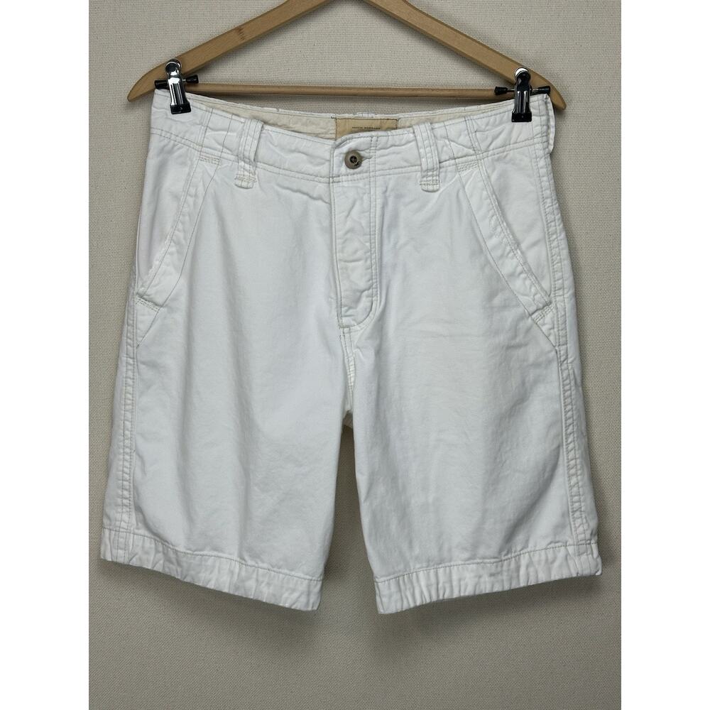 Hollister Men’s Off‎ White Chino Shorts Top Stitched Size 32”x9” Button Fly